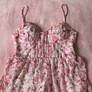 Long floral pink dress
